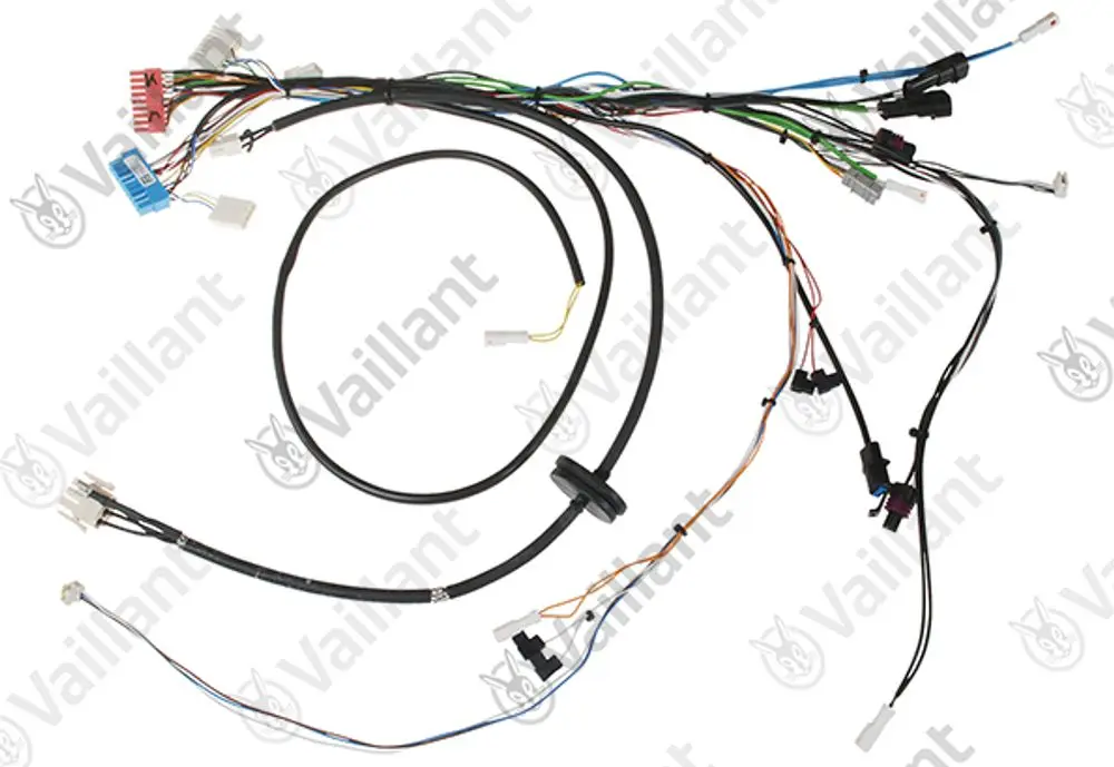Vaillant Kabelbaum mit mehreren Anschlüssen und verknüpften Kabeln, dient der elektrischen Verbindung in Heizsystemen.